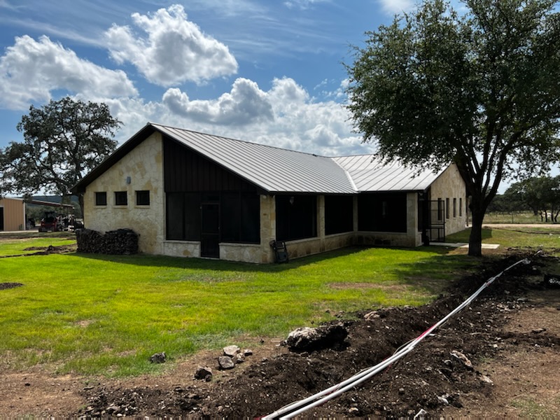 Irrigation installation in progress at Hill Country home