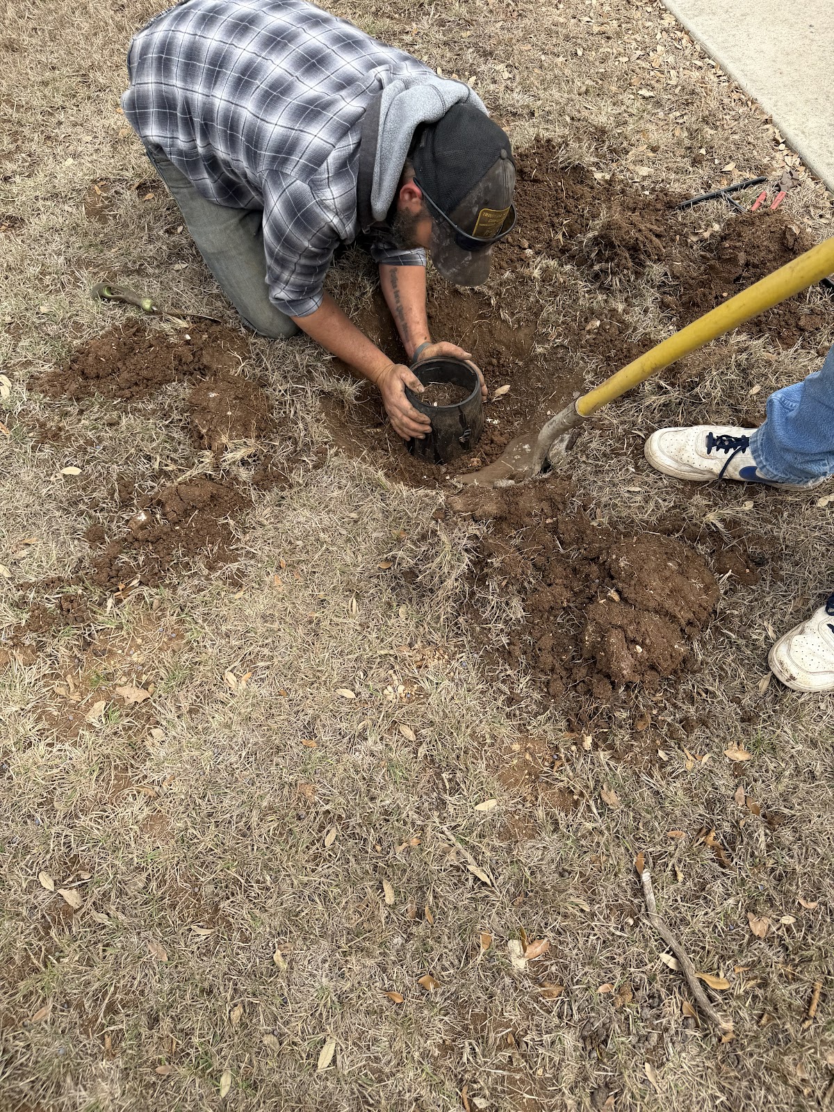 Irrigation head being installed